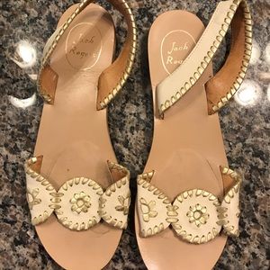 Sling back cream ans gold sandals